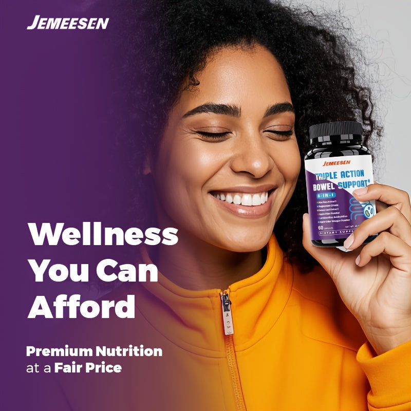 JEMEESEN Gut Cleansing Supplement, Lymphatic Health And Fluid Balance, Advanced Herbal Ingredients - Psyllium Husk Powder, Magnesium, Apple Cider Vinegar Powder, Aloe Vera Leaf Gel And More, 60 Capsules - 30 Day Supply