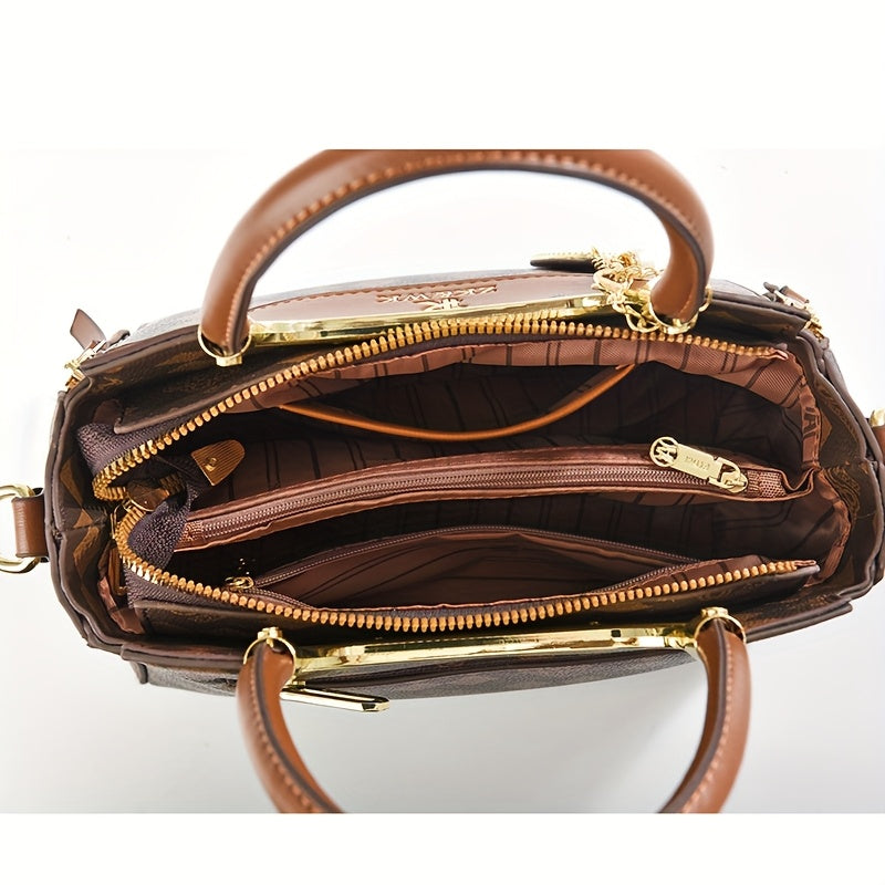 CHROSGEKEIDI Women's Multi-Piece Crossbody Handbag Set - Elegant Beige PU Leather Bags with Detachable Strap & Zipper Closure, Convertible Purse Collection for Everyday, Office, Formal Events - Ideal Gift for Women, Crossbody