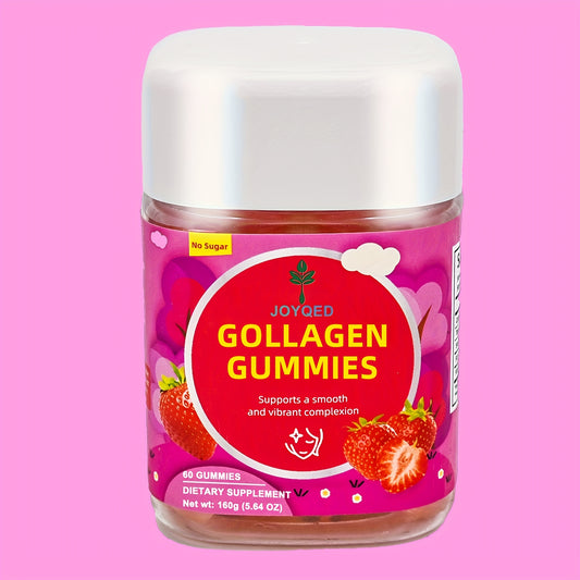 Joyofed Strawberry Flavored Collagen Gummies for Women - Sugar-Free, Vitamin-Rich, Hydrating Formula for Smooth, Radiant Skin, 60 Count (30-Day Supply), BPA & Soy-Free, Natural Ingredients for Healthy Glow