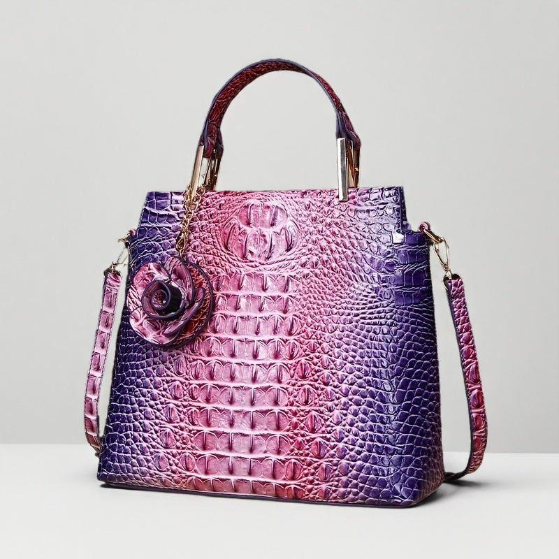 2pcs Crocodile Print Handbag Set - Fashionable Vintage Style, Multi-Functional Top Handle Crossbody, Business Clutch & Coin Purse - Spacious, Secure, Ideal for Everyday Chic