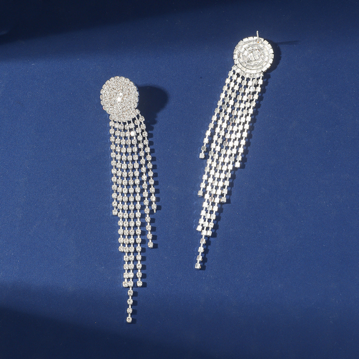 Exaggerated Long Rhinestone Tassel Earrings Dress All-Matching Graceful Eardrop Earring Women Bling Bling Crystal Rhinestone Drop Earrings