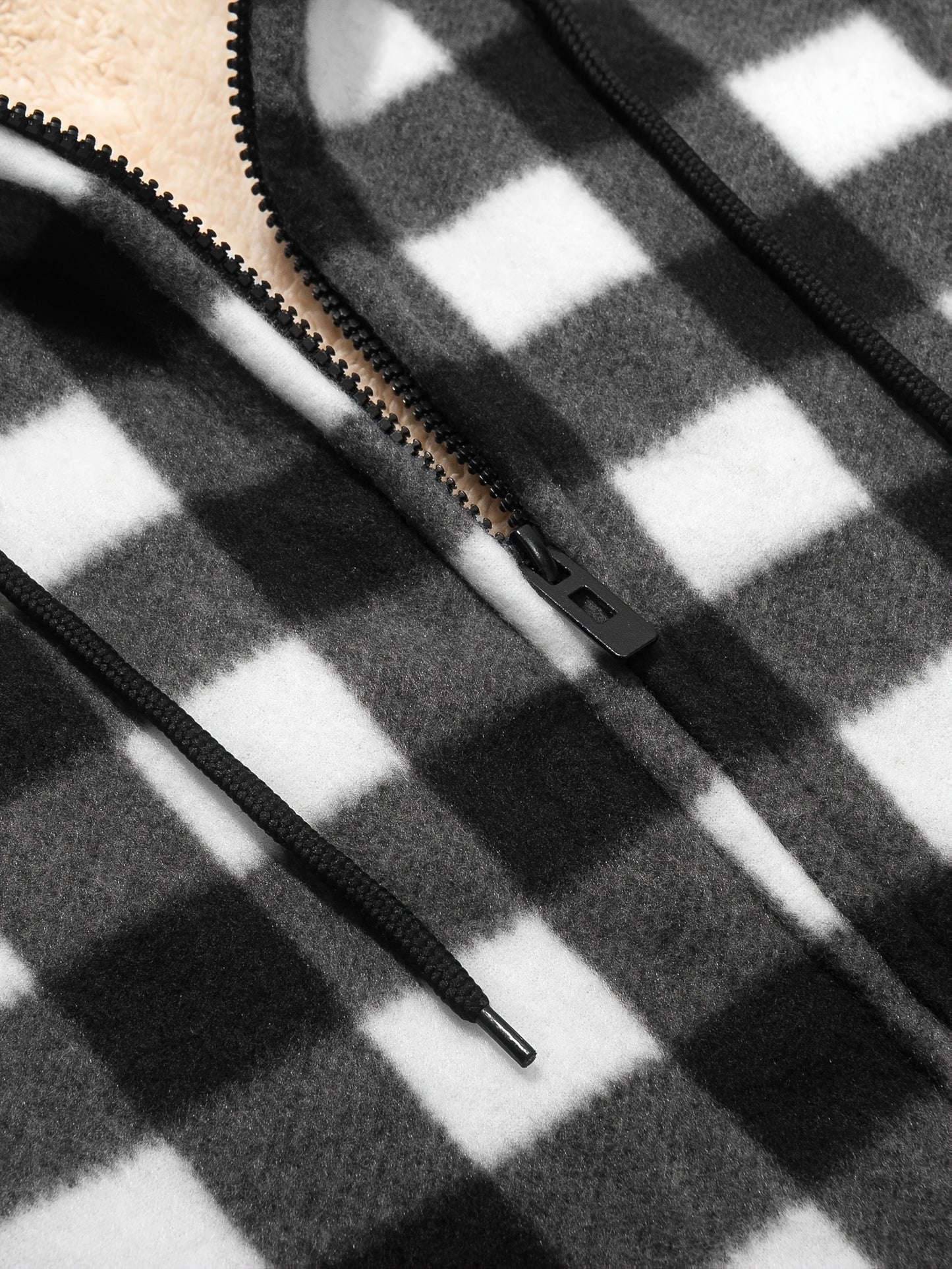 Men's Heavyweight Fleece Hooded Jacket - Full-Zip Sherpa Lining, Thick Winter Coat with Plaid Pattern (Blue/Black/Beige/Brown), Zippered Pockets, Hand Washable, Casual Outerwear for Cold Weather & Everyday Use - Ideal for Ski