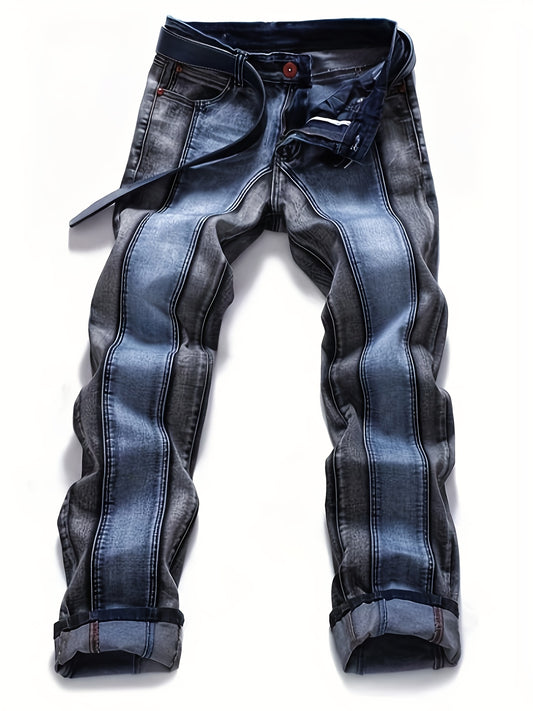 Men'S Mid-rise Fashion Splice Stretchy Skinny Jeans