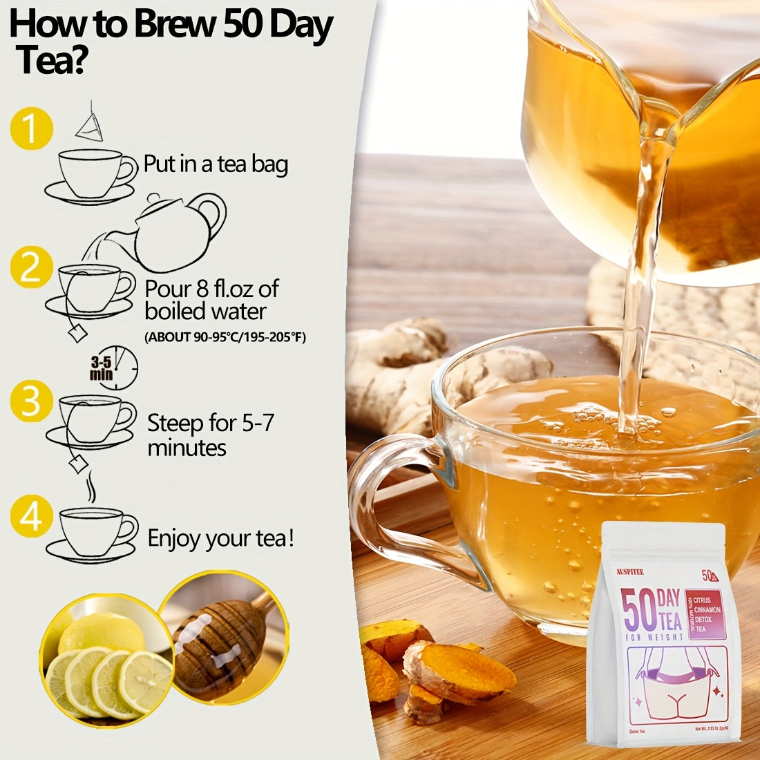 50 Day Herbal Cleansing Tea Delicious Big Belly Tea, 3.53 Oz (2g X 50 Bags) Cassia Seed Mint Leaf Cinnamon Dandelion Root Dry Ginger Chamomile Tea Healthy Herbal Blend, Natural Ingredients, Rejuvenate Body And Mind, Health An