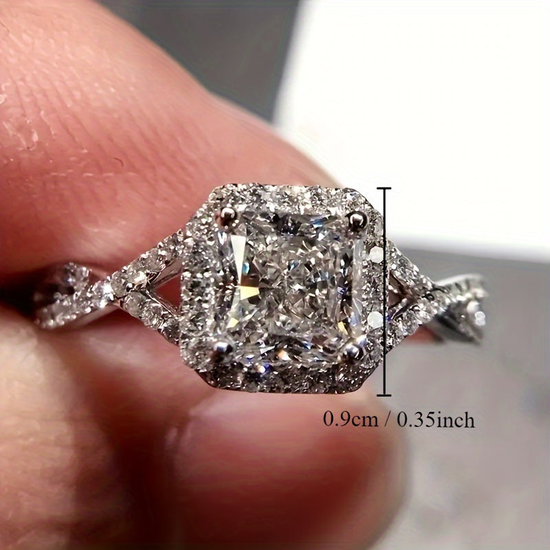 Elegant EngaSynthetic Gemstoneent Ring Set with Sparkling Cubic Synthetic Zirconia - Perfect for Weddings & Everyday Glam, Rectangular, Multiple Colors