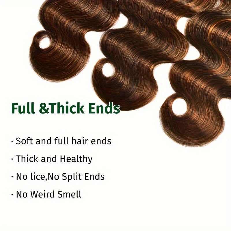 [100% Human Hair Bundles] 3/4pcs Deal 100% Human Hair Klaiyi Brown Balayage Body Wave Human Hair Bundles - Pre Colored Extensions