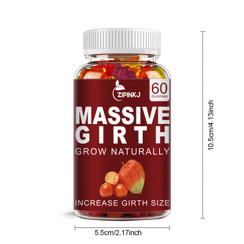 MASSIVE GIRTH Gummies - Gummies For Men, Highly Effective Extraction - Stamina, Dietary Supplement - Rich In Maca, Ashwagandha Root And Multiple Minerals 60 Gummies
