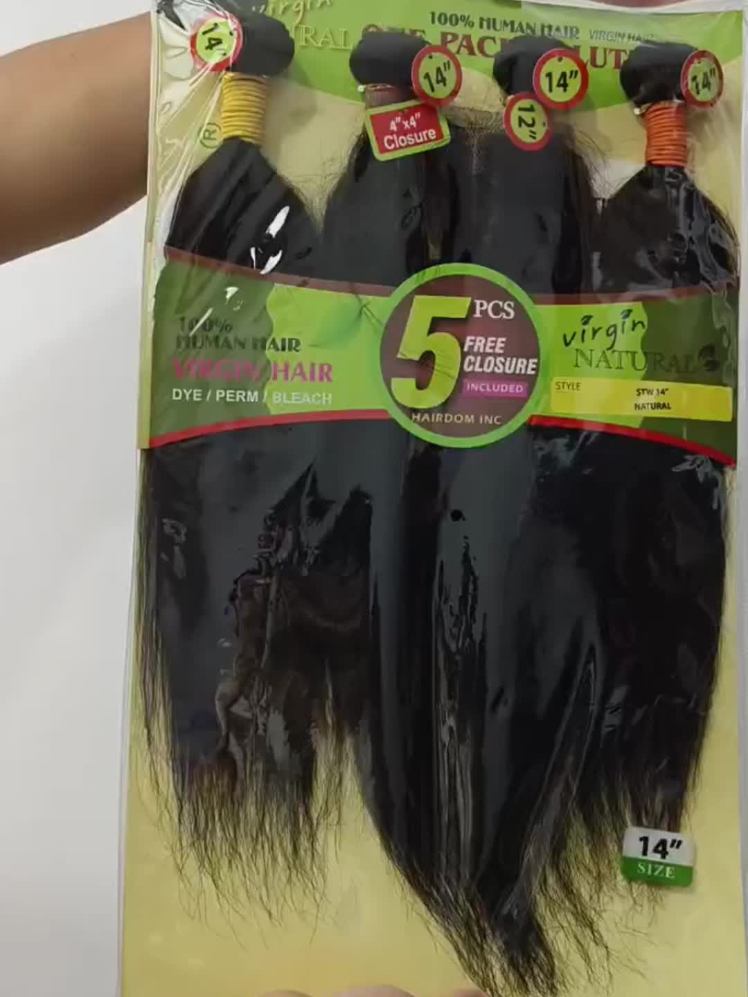 4 Bundles 12 Inch Straight Human Hair Weave with 4x4 Free Part Lace Closure - Natural Black Color, 100% Human Hair Extensions for Women, All Ethnicities, Versatile Hair Styling | Natural Hairline | Human Hair Bundle