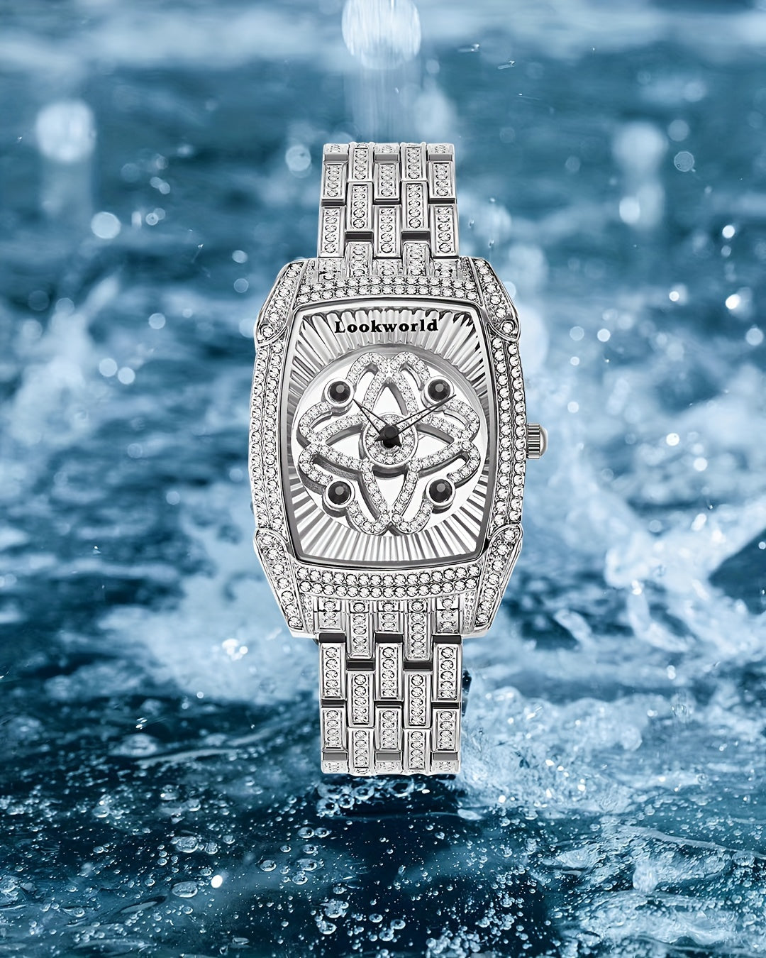 LOOKWORLD Hip-Hop Large Dial Rhinestone Stud Fortune Tuner Series Quartz Watch