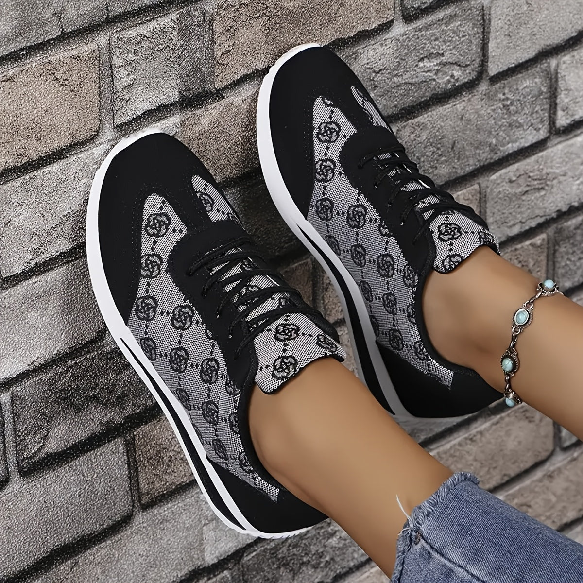 Women'S Fashion Sneakers Low Top Lace-Up Sports Shoes, Breathable Fabric Upper, Non-Slip Rubber Sole, with Height Increase, for All-Season Casual Athletic Footwear