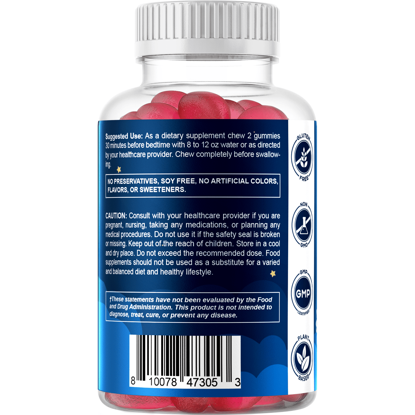 Vitamatic Sugar Free Melatonin 60mg - 60 Vegetarian Gummies - Non-Habit Forming Supplement