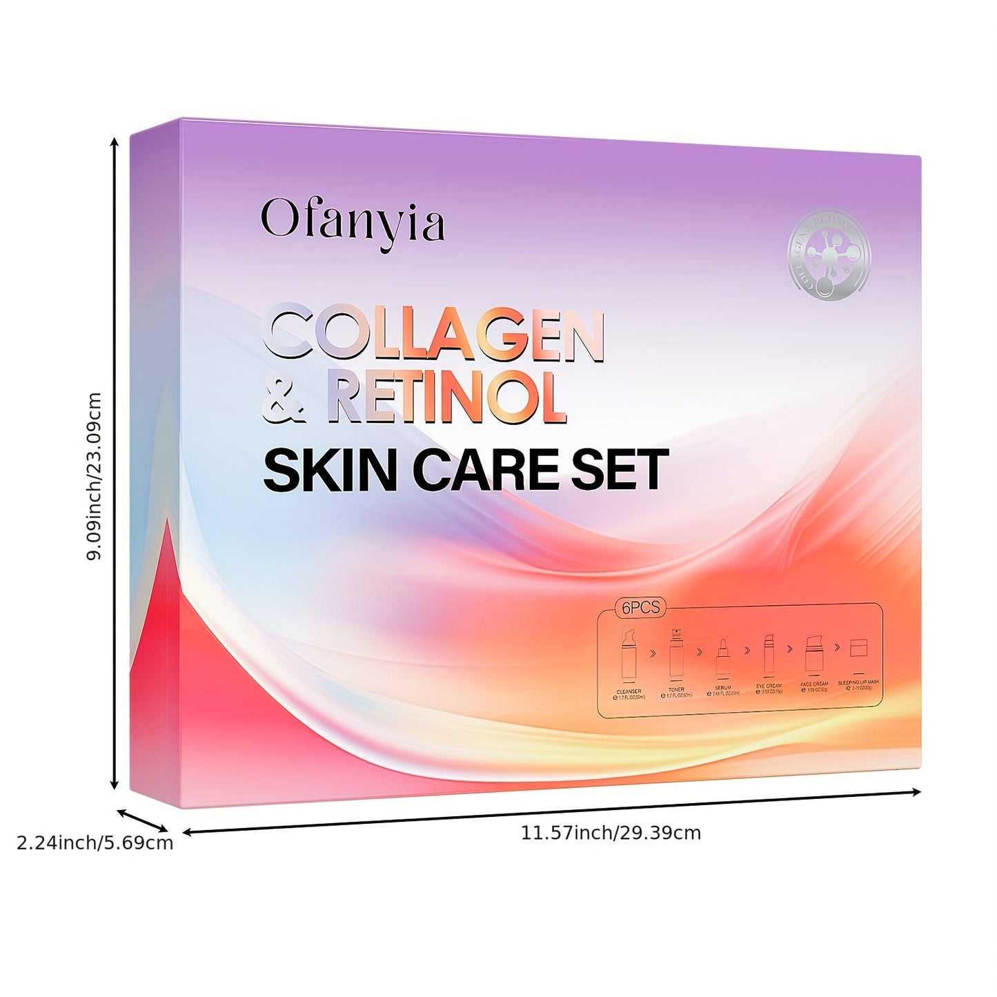 [Complete Skin Care Gift Set] Skin Care Set, Collagen Retinol Skin Care Sets And Kits With Facial Cleanser, Toner, Serum, Cream, Eye Cream & Lip Mask, Travel Skin Care Christmas Gifts For Women