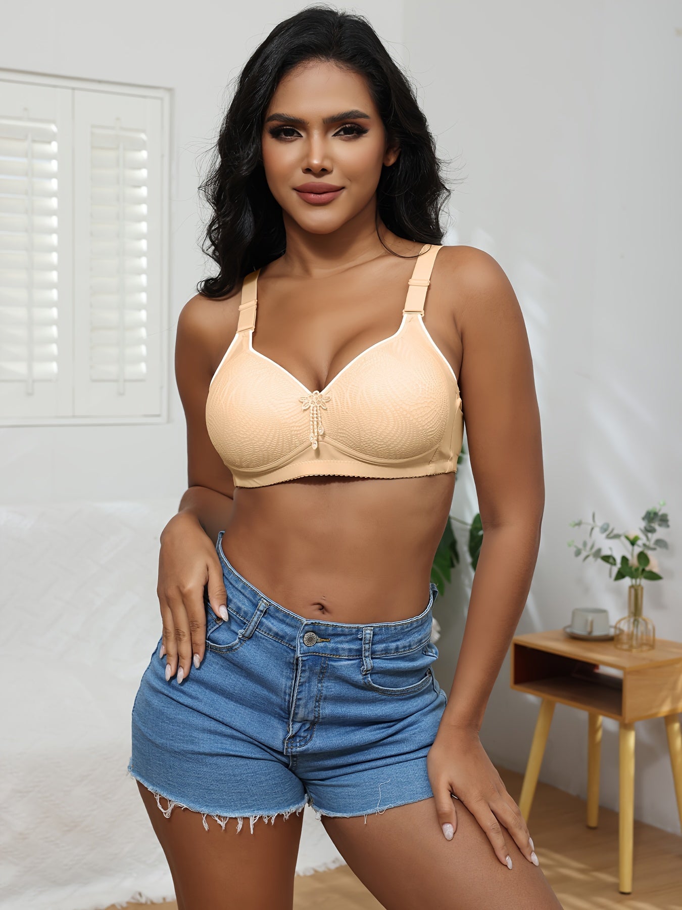5-Pack Elegant Printed Wireless Bra with Adjustable Straps plaid Wire Free Support in Various Colors