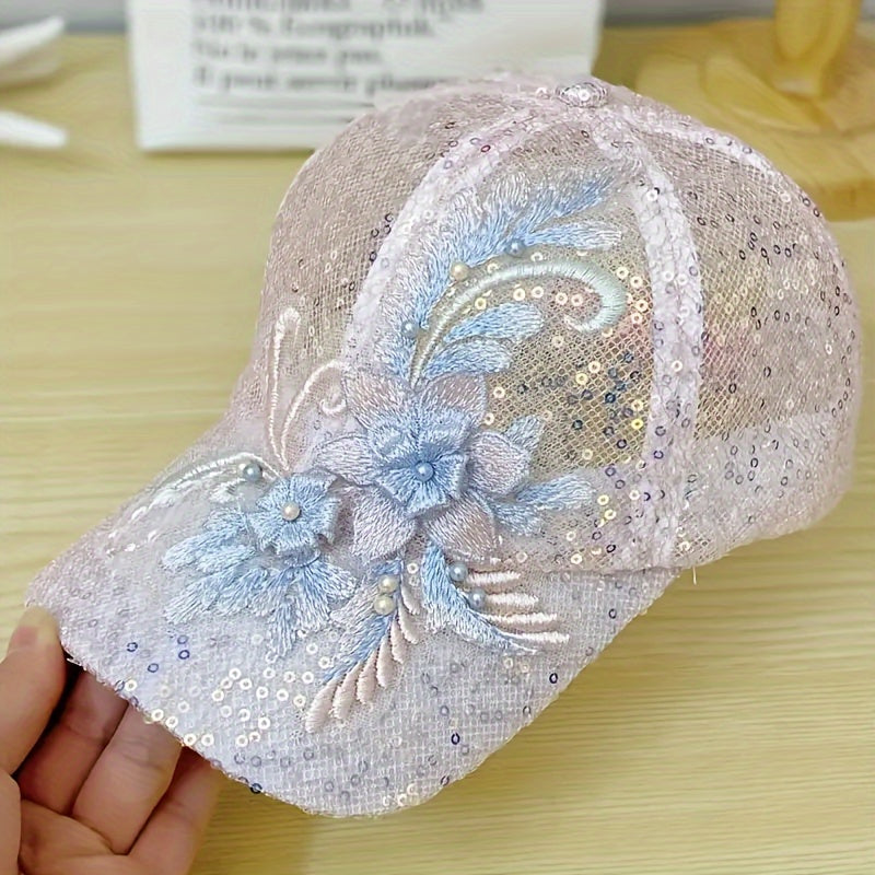 [Summer Lace Cap] Breathable Summer Thin Lace Embroidered Flowers Baseball Cap | Sun Protection Hats For Women
