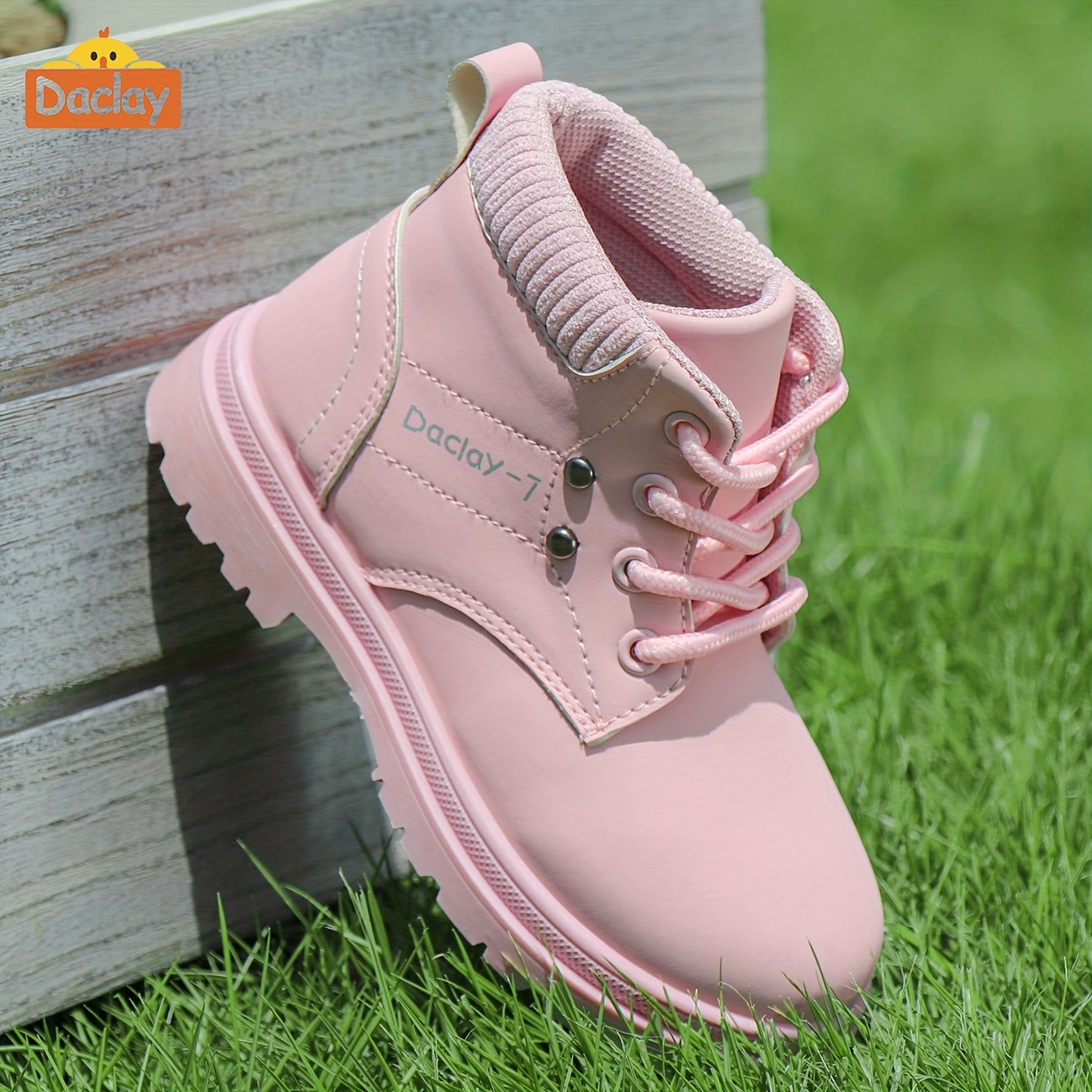 Girls & Boys All-Season Thickened PU Boots with Closure - Pink/White Short/Mid-Calf Outdoor, Round Toe Traction Tread for &, Durable Casual & Footwear (Easy On/Off)