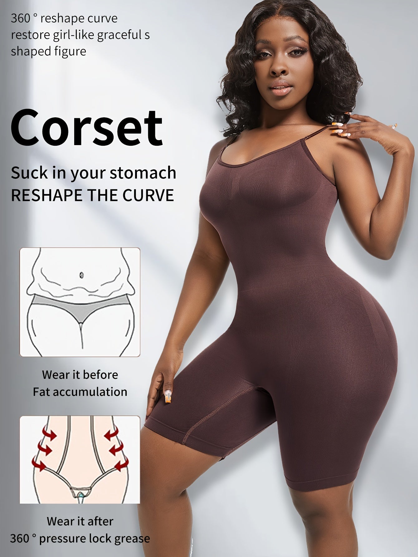[Tummy Tuck Body Shaper] Large Size Women's Body Shaper - Tummy Tuck Waist Lifting Butt Shapewear
