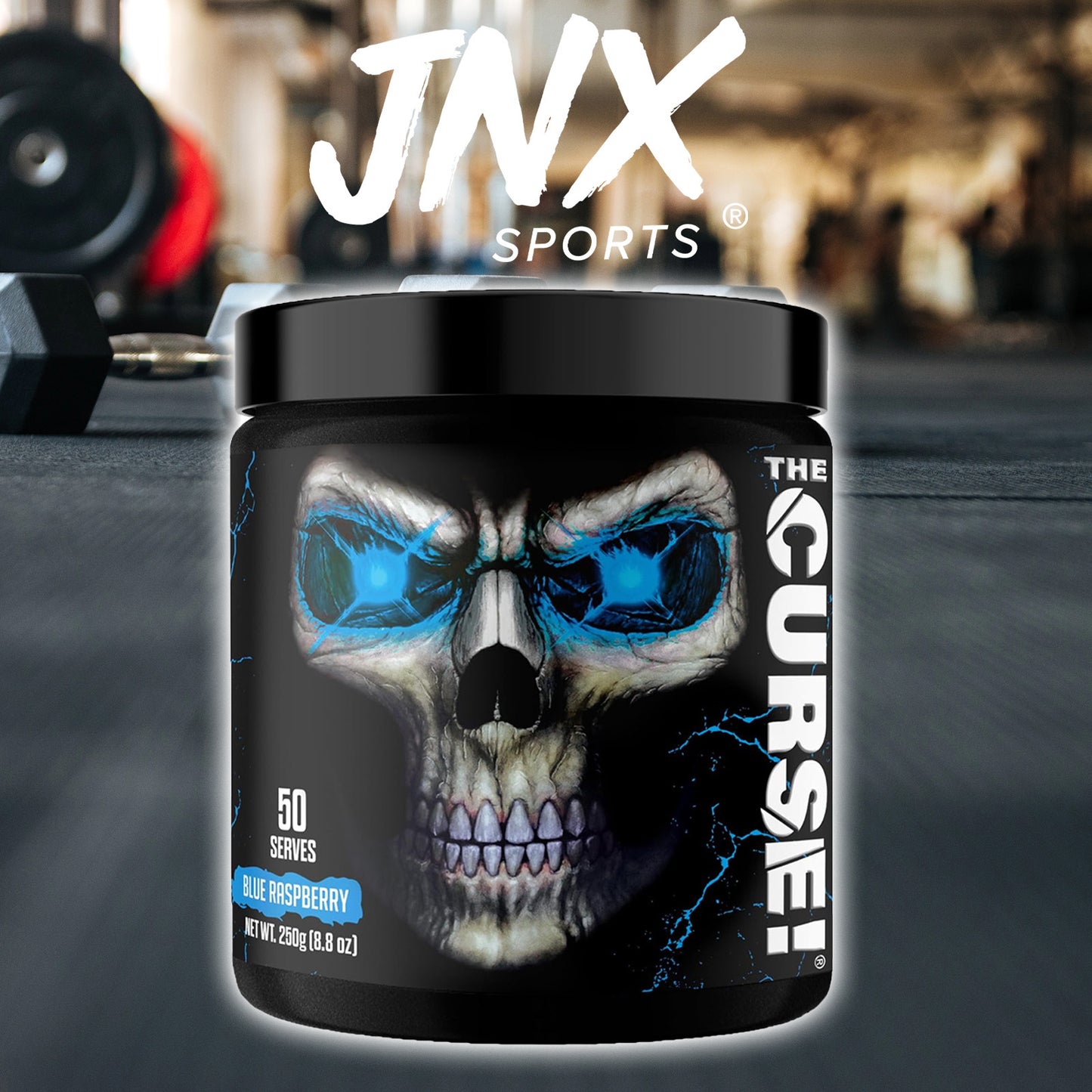 JNX SPORTS The Curse! Pre-Workout Powder - 50 Servings, Boosts Strength & Focus with Caffeine, Beta-Alanine, Creatine & L-Citrulline - Blue Raspberry Flavor