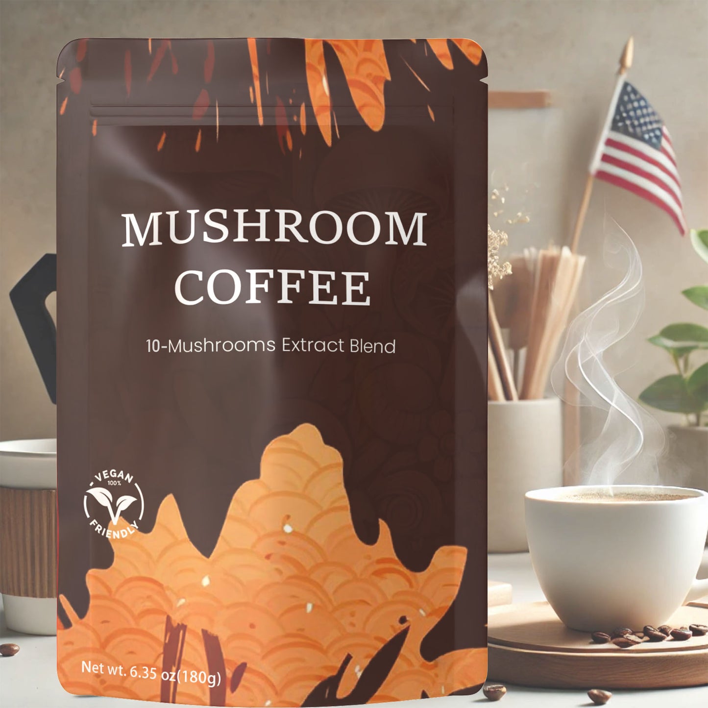 10-in-1 Mushroom Coffee – A Delightfully Balanced and Flavorful Blend, Crafted for a Smooth and Enjoyable Taste in Every Sip.6.35 oz