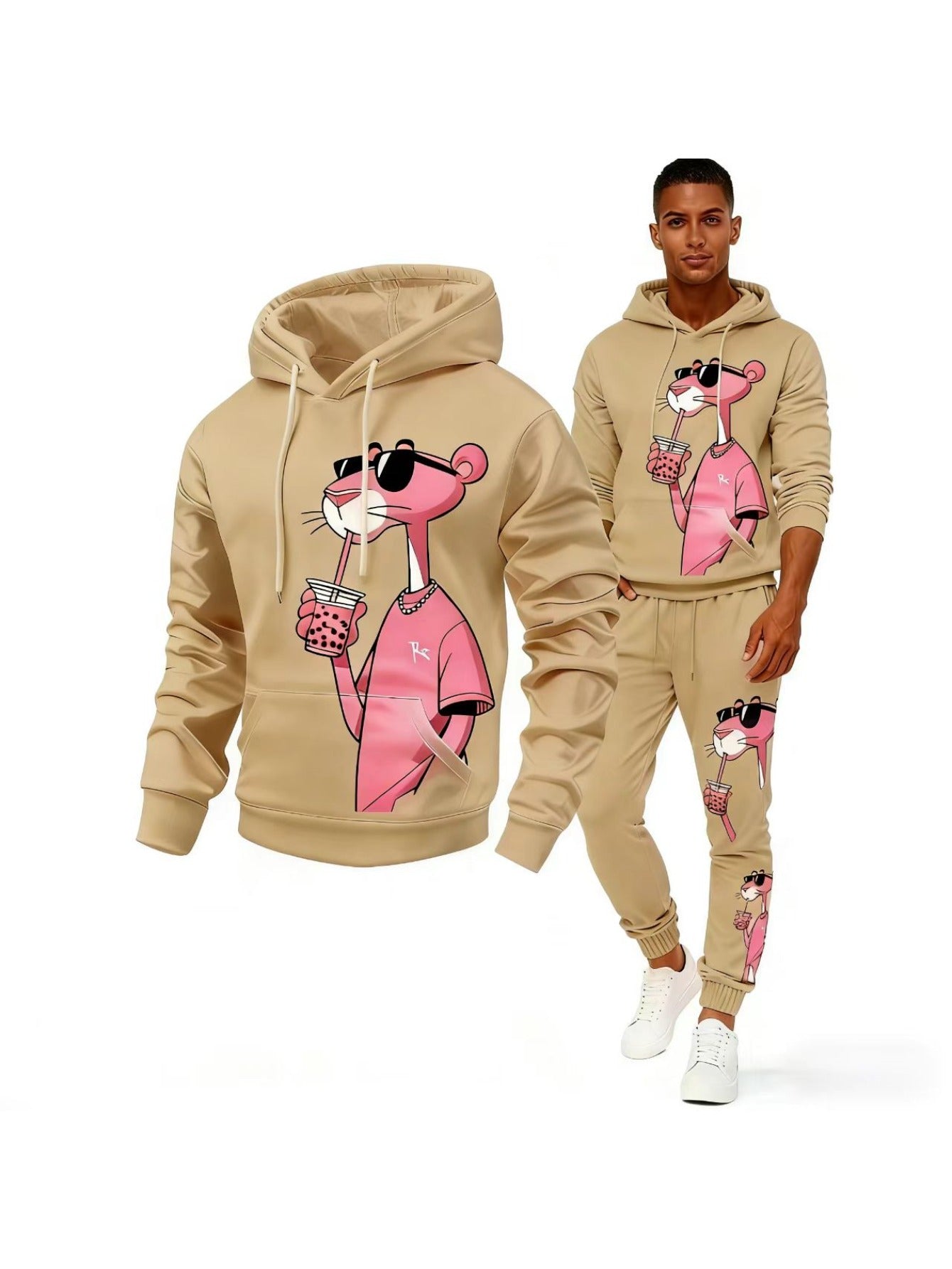 2pcs Men'S Matching Outfit | Casual Round-Neck Long-Sleeve Hoodie and Sweatpants, Suitable for Winter and Autumn, Designed for Sports Activities, Ideal for Thanksgiving, Valentine'S Day, Father'S Day, Halloween, Christmas, Ho