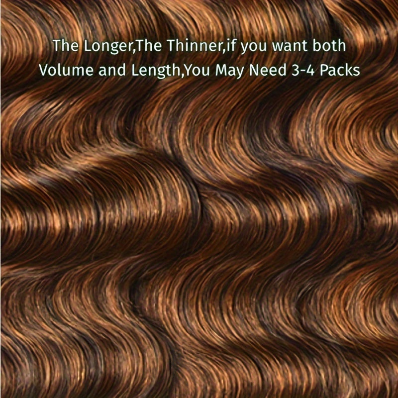 [100% Human Hair Bundles] 3/4pcs Deal 100% Human Hair Klaiyi Brown Balayage Body Wave Human Hair Bundles - Pre Colored Extensions