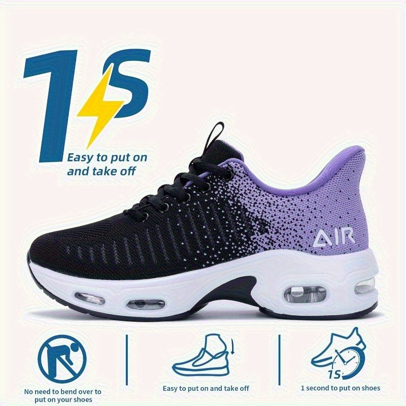 Jinta Shoes Women's Slip-On Air Cushion Sneakers - Shock-Absorbing Breathable Fabric, Lightweight Low-Top Design with Heel Air Cushion & Rubber Sole for All-Season Outdoor & Daily Wear, Comfy Shoes, Casual Slipons, Stylish Sl