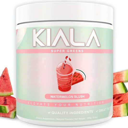 Kiala Nutrition Super Greens, Greens Powder with Spirulina & Chlorella, Watermelon Slush, 30 Servings