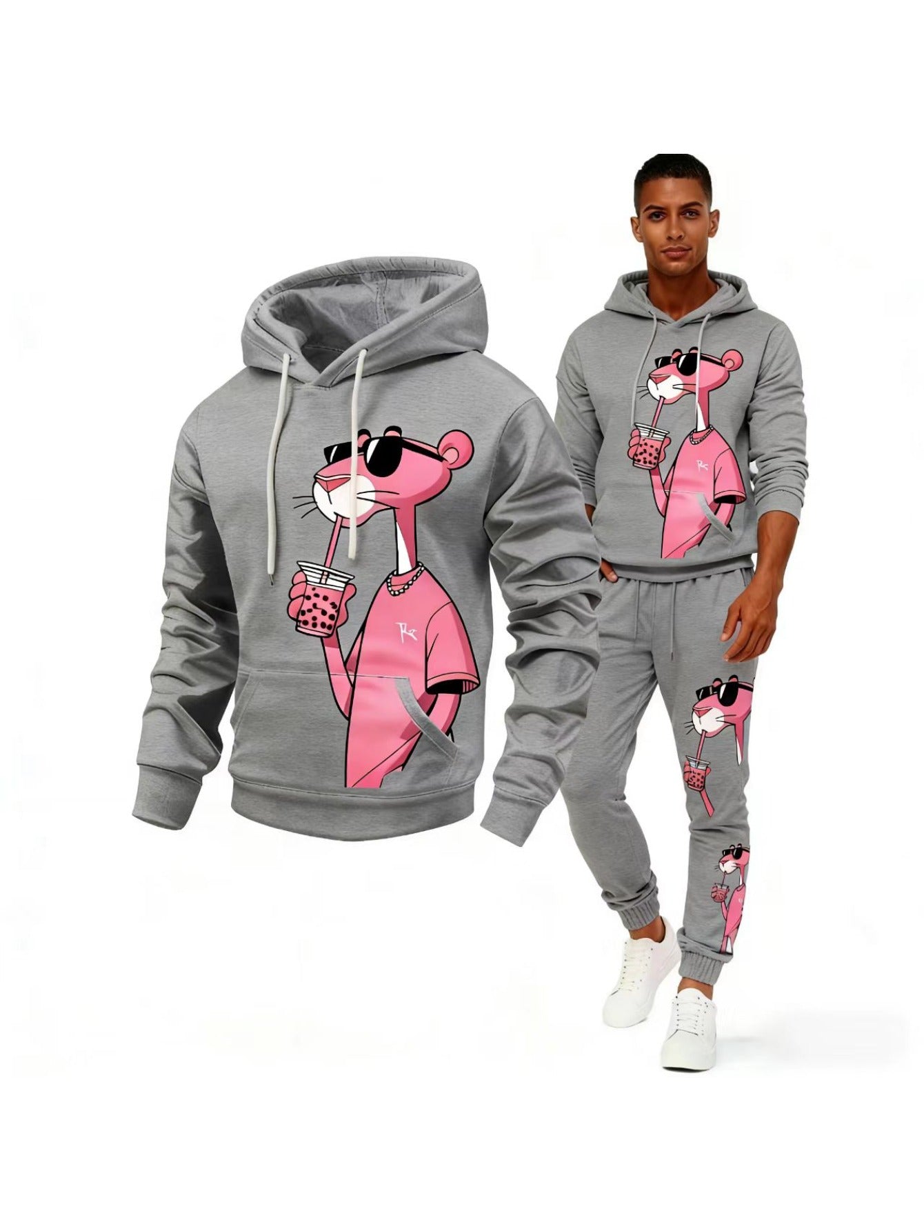 2pcs Men'S Matching Outfit | Casual Round-Neck Long-Sleeve Hoodie and Sweatpants, Suitable for Winter and Autumn, Designed for Sports Activities, Ideal for Thanksgiving, Valentine'S Day, Father'S Day, Halloween, Christmas, Ho