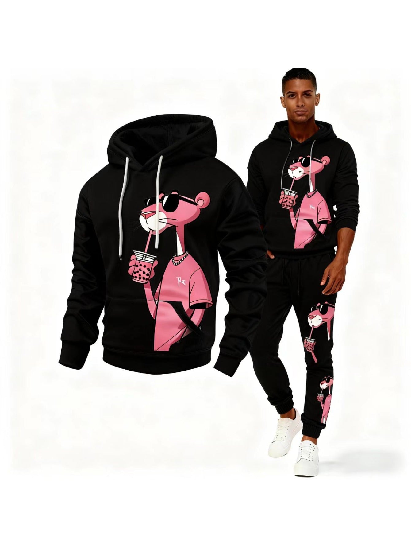 2pcs Men'S Matching Outfit | Casual Round-Neck Long-Sleeve Hoodie and Sweatpants, Suitable for Winter and Autumn, Designed for Sports Activities, Ideal for Thanksgiving, Valentine'S Day, Father'S Day, Halloween, Christmas, Ho