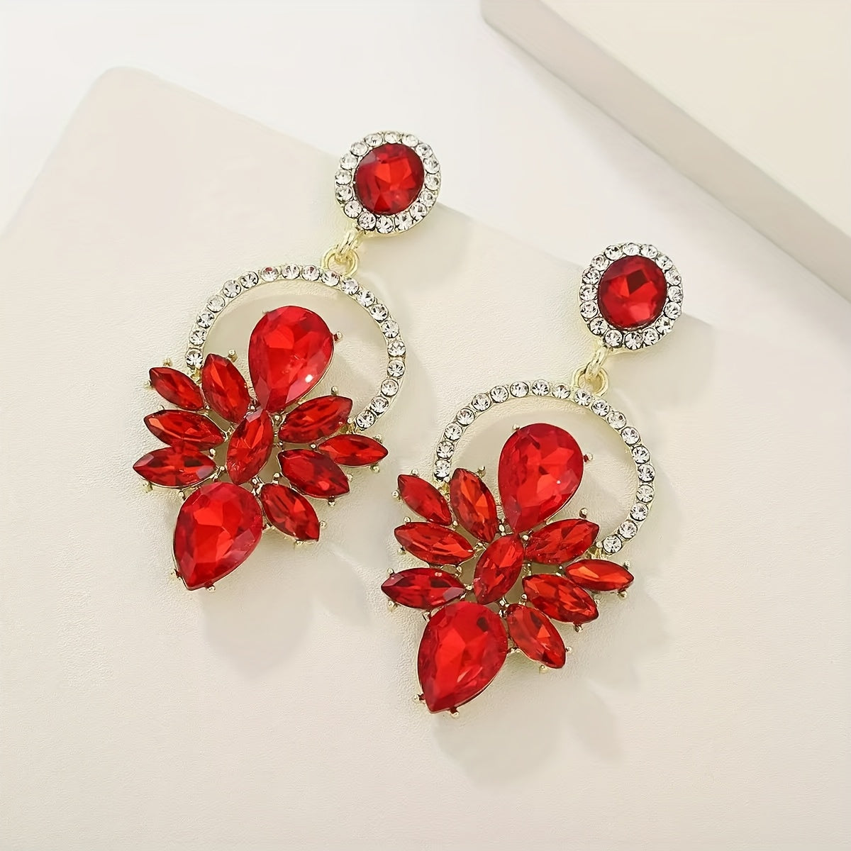 Luxurious And Fashionable Bling-Bling Party Earrings for Women, Featuring Colorful Glass And Rhinestones, with a Bold And Elegant Design
