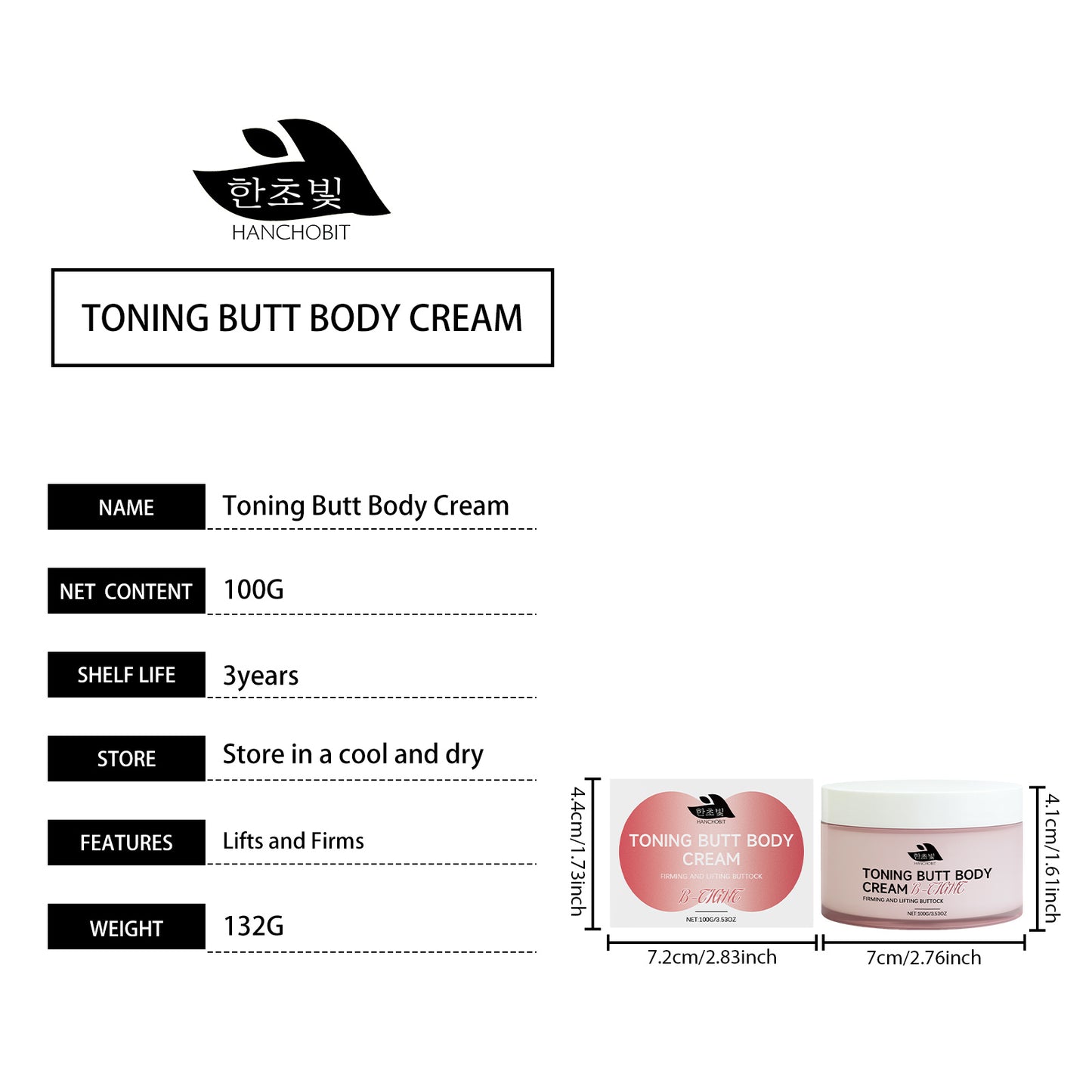 Tightens, Lifts, Shaping Light Beige, 100G Buttocks Tightening Cream - Visible Firming & Butt Lift, Fragrance-Free, Non-Irritating, for All Light Beige Types, Butt Lifting Cream, Sleek Packaging, Body Care, Body Firming Cream