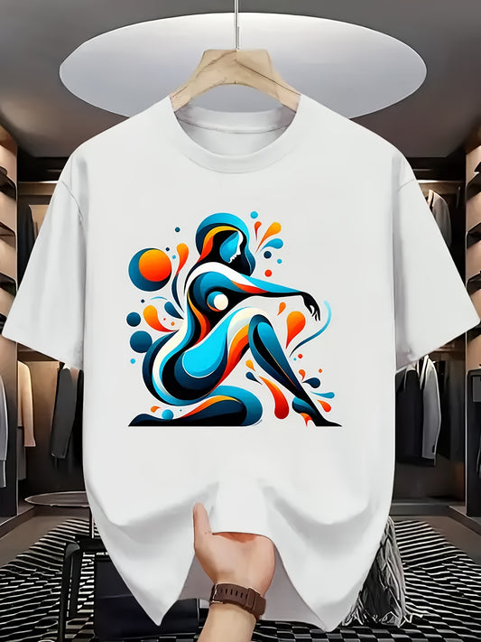 Plus Size T-shirt, This White Regular Fit 100% Cotton Short Sleeve Round Neck T-Shirt for Men Features Simple Design, Durable Fabric, and Striking Prints, Ideal for Everyday Use and Everyday Style