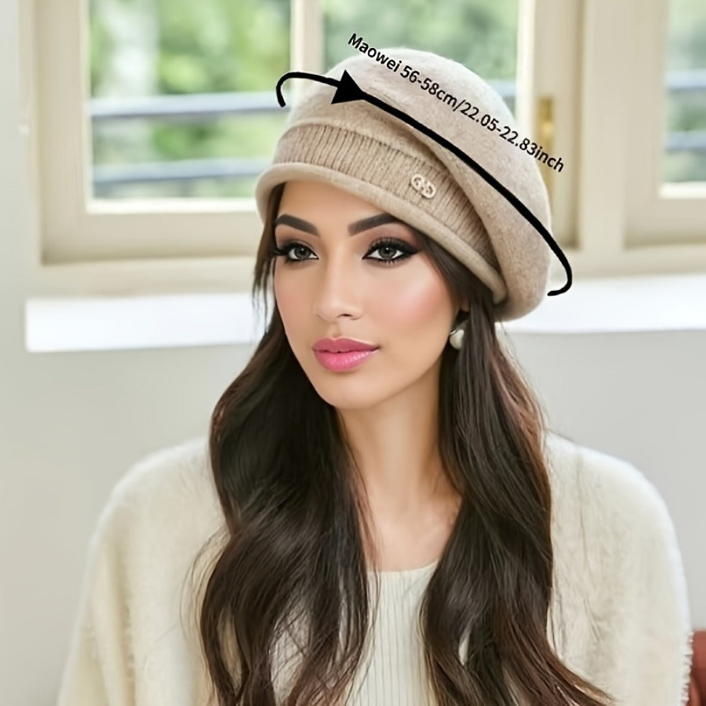 [Versatile Machine Washable Beret] 1pc Women'S Fashion Beret Cap - 100% Polyester Knit, Lightweight, Comfortable Fit, Snap Closure, Machine Washable, Versatile for All Seasons, Ideal for Birthday Occasions