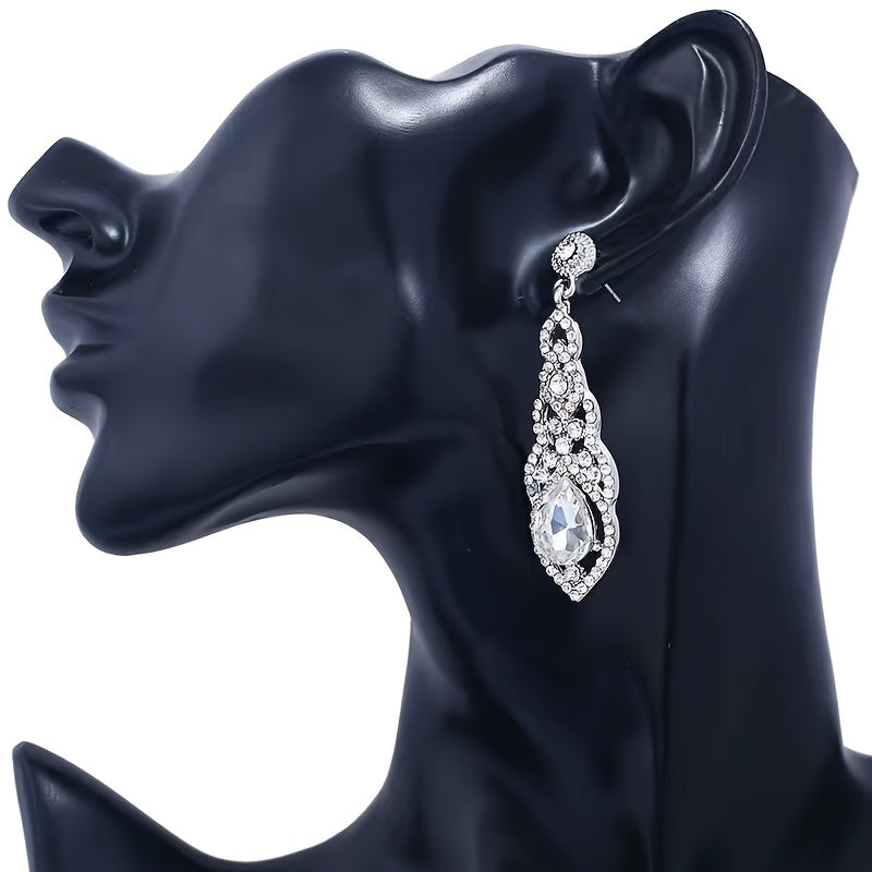 One Pair of Women's Alloy Rhinestone Elegant Teardrop Bridal Wedding Earrings, Party Night Dress Matching Jewelry
