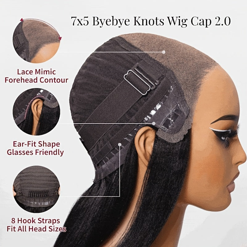 Unice Bye-Bye Knots 7x5 Lace Human Hair Wig - Glueless Hair System with Chocolate Brown & Blonde Highlights, 150% Density Loose Wave Frontal, Pre-Plucked Hairline/Cut Lace, Adjustable Fit for Men & ( for all Sizes)
