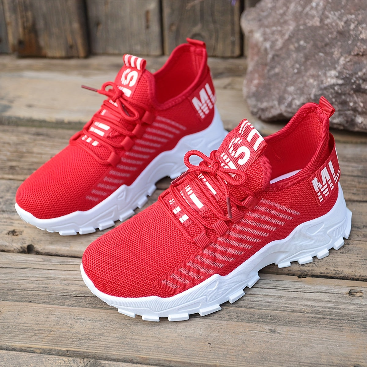 Women's Casual Sneakers, Shock-Absorbing Breathable Running Shoes, Knitted Lace-Up Women's Shoes, Suitable for Daily Commuting, Running, Travel, and Shopping