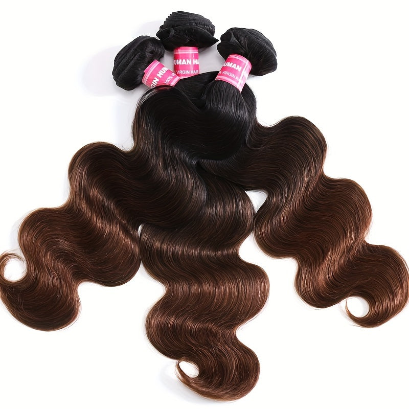 UNice Chestnut Brown Ombre 3 Pcs/pack Body Wave Human Hair Bundles