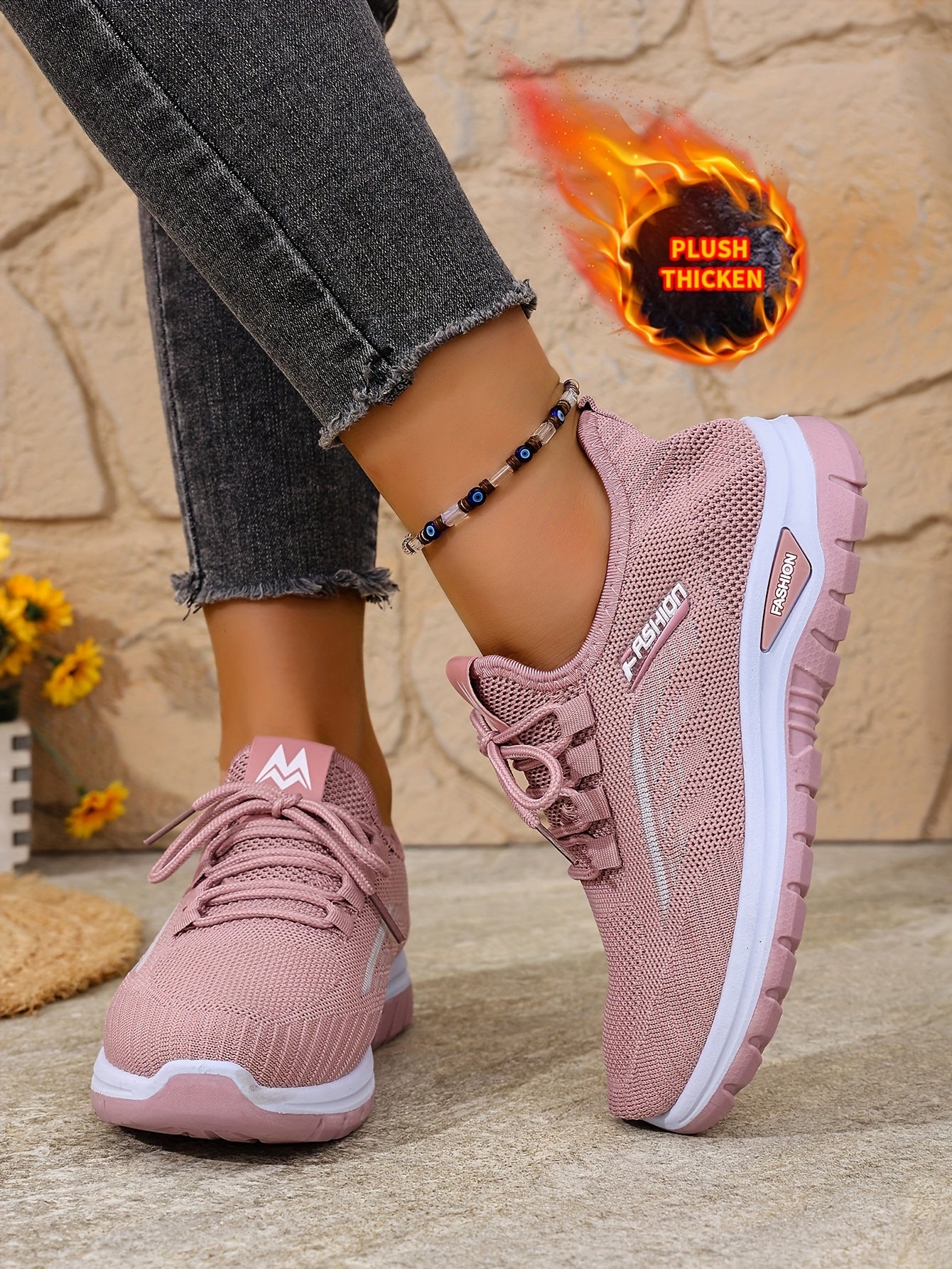 [Autumn And Winter ]Orange Fleece-Lined Warm Shoes, Thickened Cushioning Shoes Exclusive for Winter, Orange And Purple Spliced Lace-Up Trendy Warm Sports Shoes, White Casual Shoes, Shoes For Women/elegant Shoes For Women, Sea