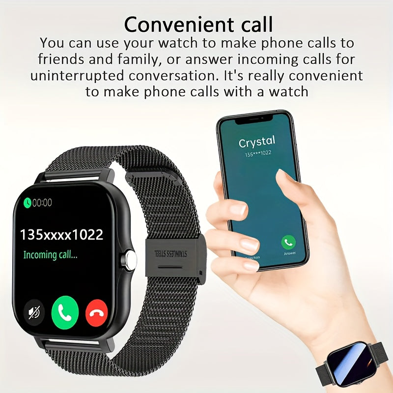 2024 Trendy Smartwatch, Versatile, Full Touch Display With Wireless Calling - Fitness Tracker, Free Steel Band, Compatible With Android And IOS, Perfect Gift For Halloween Christmas!