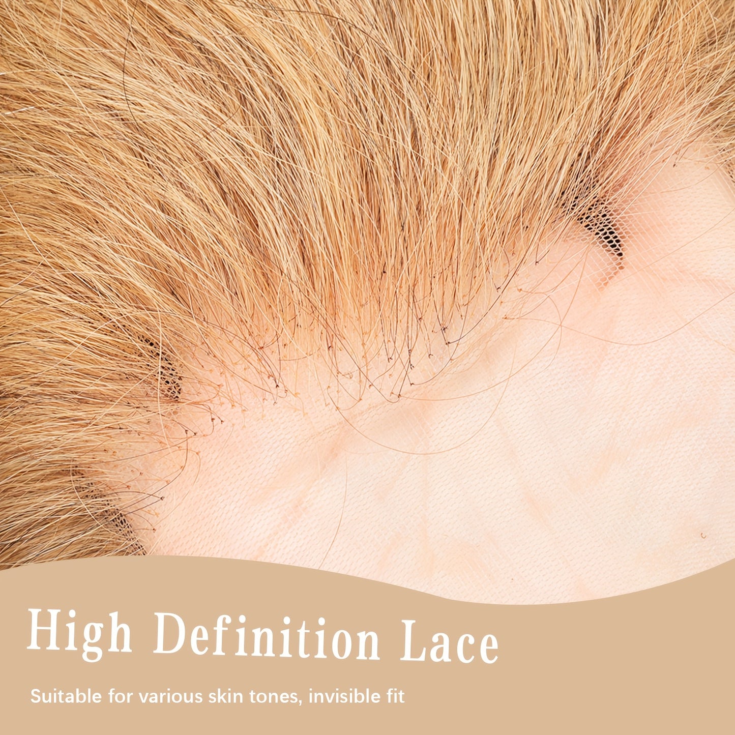 Human Hair Lace Front Wig in Honey Blonde with 200% Density, Featuring a #27 Color, Straight Style, And a 13X4 HD Transparent Design. This Glueless Wig Comes Pre-Plucked with Baby Hair, Perfect for Women