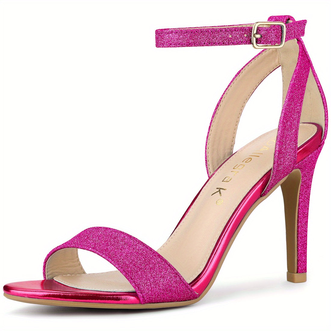 Women'S Glitter Ankle Strap Stiletto High Heel Sandals