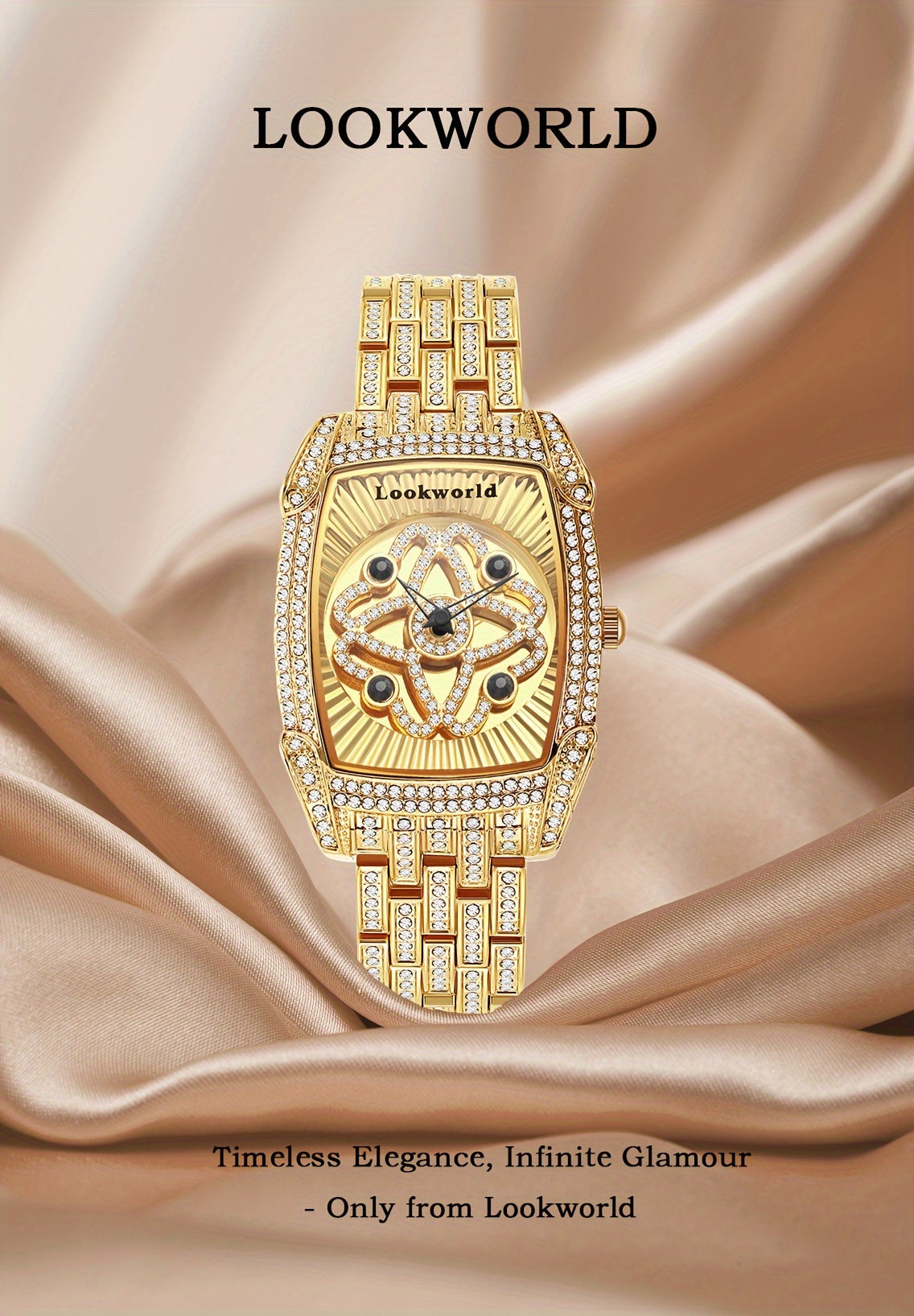 LOOKWORLD Hip-Hop Large Dial Rhinestone Stud Fortune Tuner Series Quartz Watch