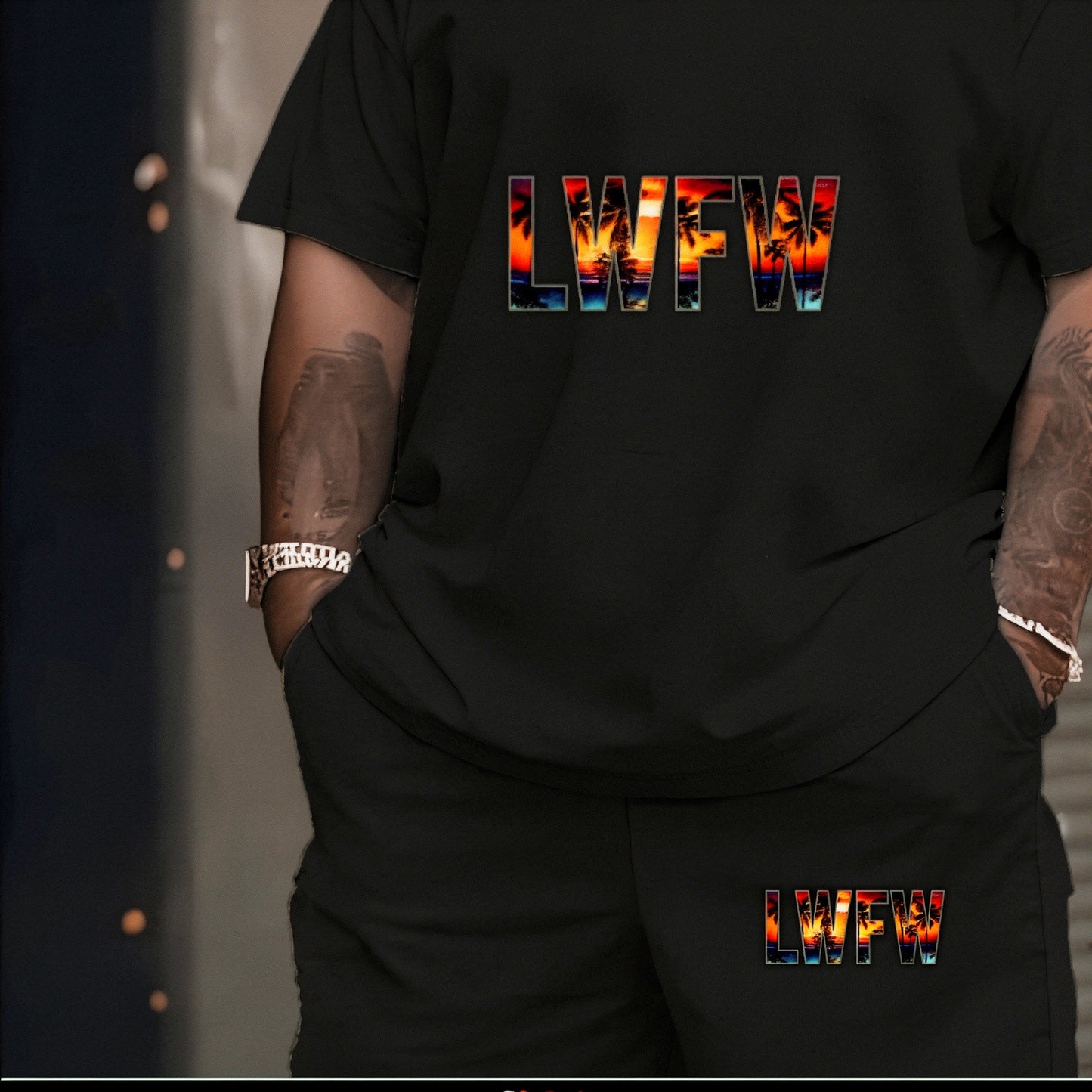 *******LWFW Men Plus Size Short Sleeve and Shorts Set*******