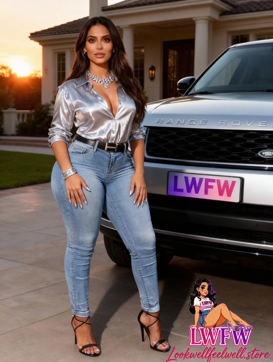 Plus Size Elastic Leg Jeans] Plus size light blue elastic leg jeans for spring and autumn wear, versatile high waisted casual slim fit pencil pants