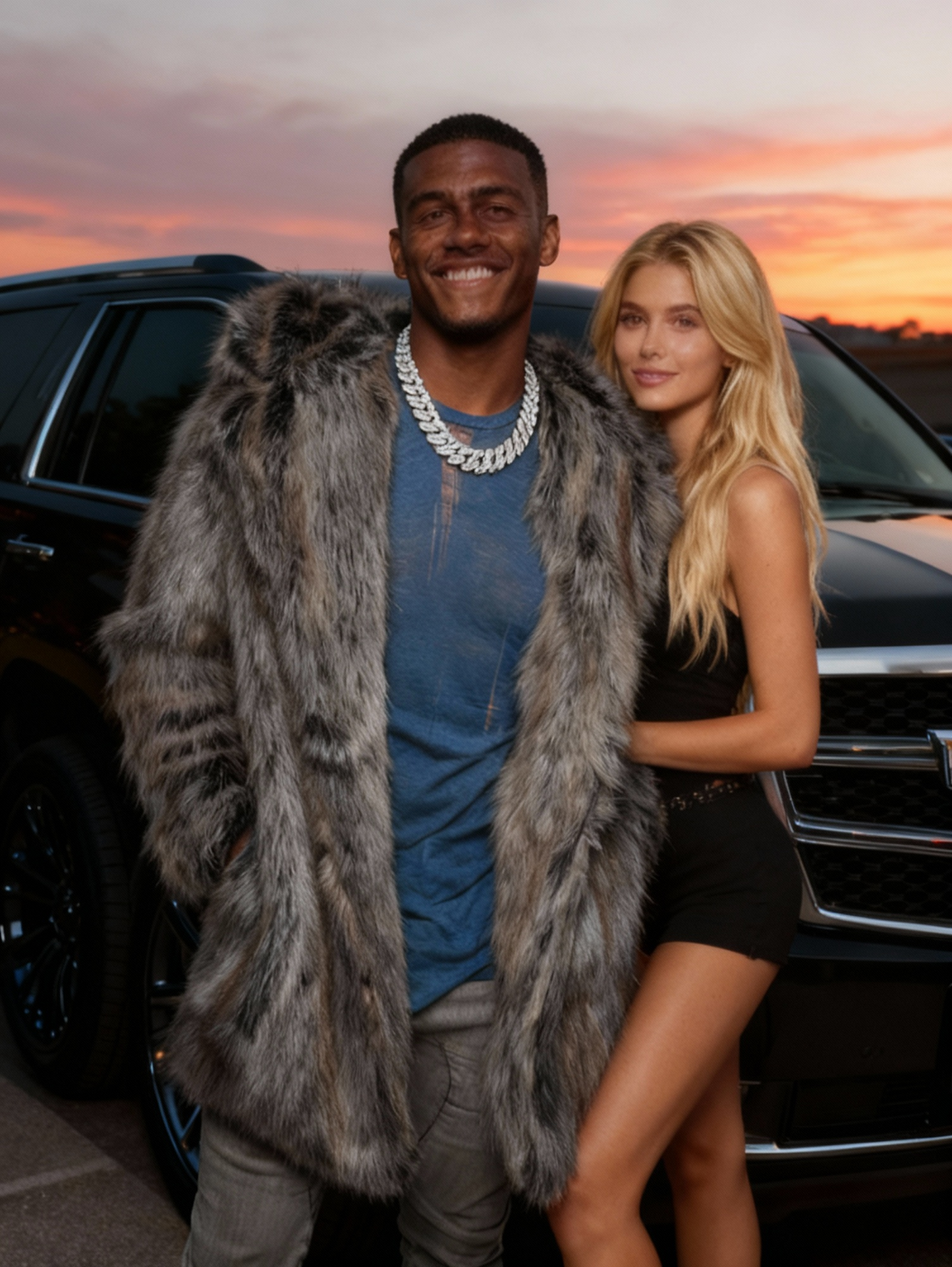 Men'S Luxury Faux Fur Coat - Mid-Length Mink-Like Jacket, Thick Windproof Winter Outerwear with Hood & Full-Zip Closure, Cozy Warm Lining, Casual Loose Fit Streetwear, Geometric Pattern, Lining, Autumn/Winter Jacket for Men (