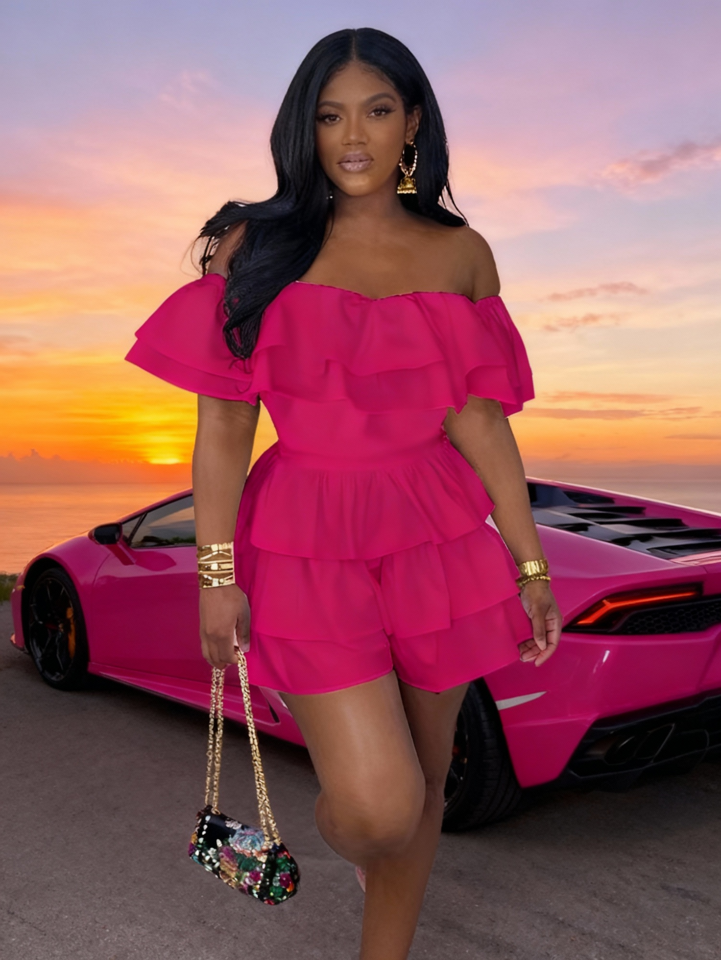 Plus Size - The New Multi-layered Patchwork European And American Women'S Plus-size Pleated Jumpsuit Is In Stock