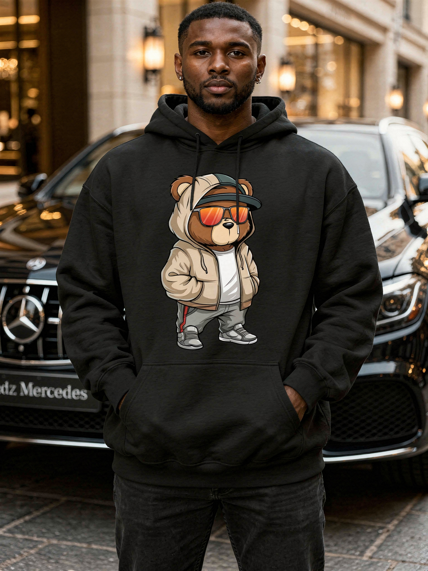 Cool Bear 2024 New Printed Autumn And Winter Plush Men'S Versatile Sweater with Dalian Hat, Fashion Brand for Spring And Autumn, Plus Size