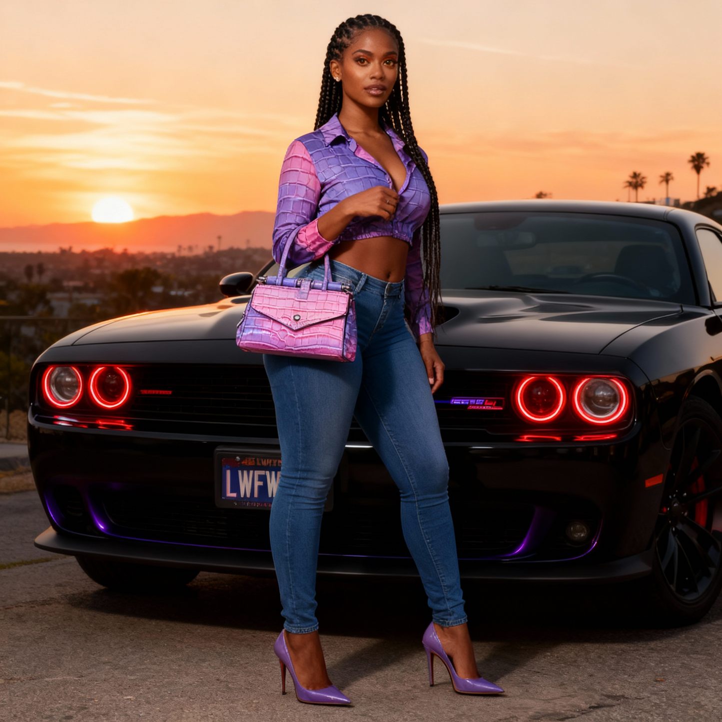 The New Women'S Bag 2025 Fashion Bright Faux Leather Crocodile Print Senior Large Capacity Single Shoulder Crossbody Handbag Two-piece Set