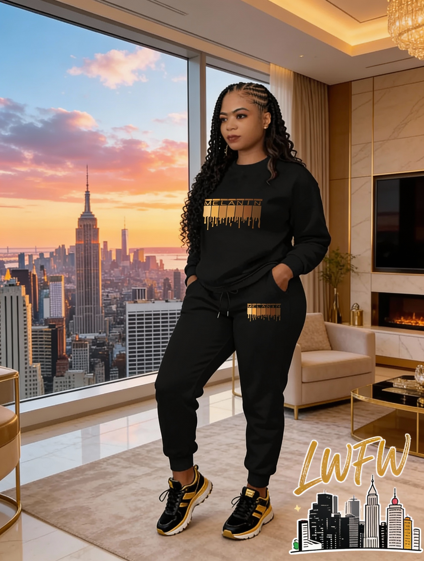 Women'S Plus Size Oversized Hoodie & Jogger Pants Set - Cozy Winter Warmth, Soft Round Neck Sweatsuit with Geometric Print, Full-Zip Hooded Jacket & Matching Pants, Casual Lounge Wear, Plus Size Friendly Comfortable Outfit fo