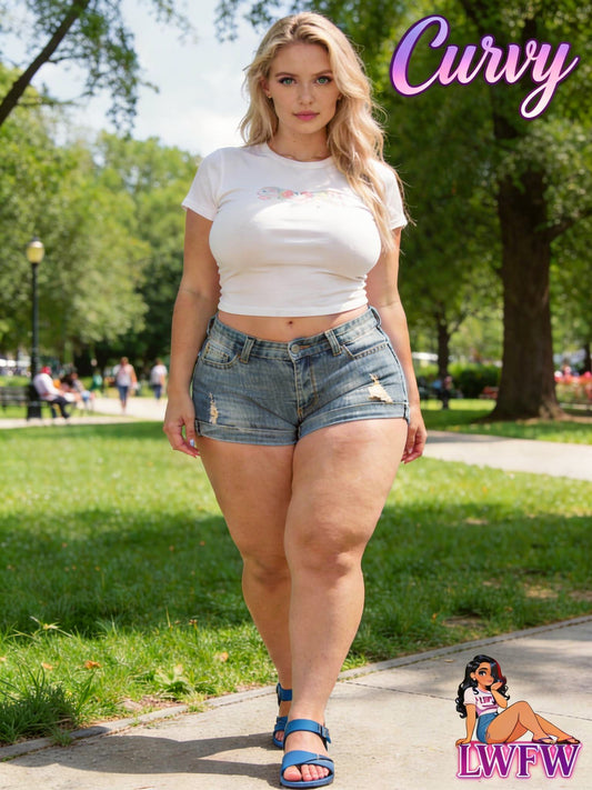 Women's Plus Size High-Waisted Y2K Jeans Shorts - Stretchy Skinny Fit Non-See-Through Denim-look Shorts, Machine Washable Streetwear for Curvy Women, Sexy Casual Outfits for Spring/Summer Everyday & Nightlife, Denim Shorts, S