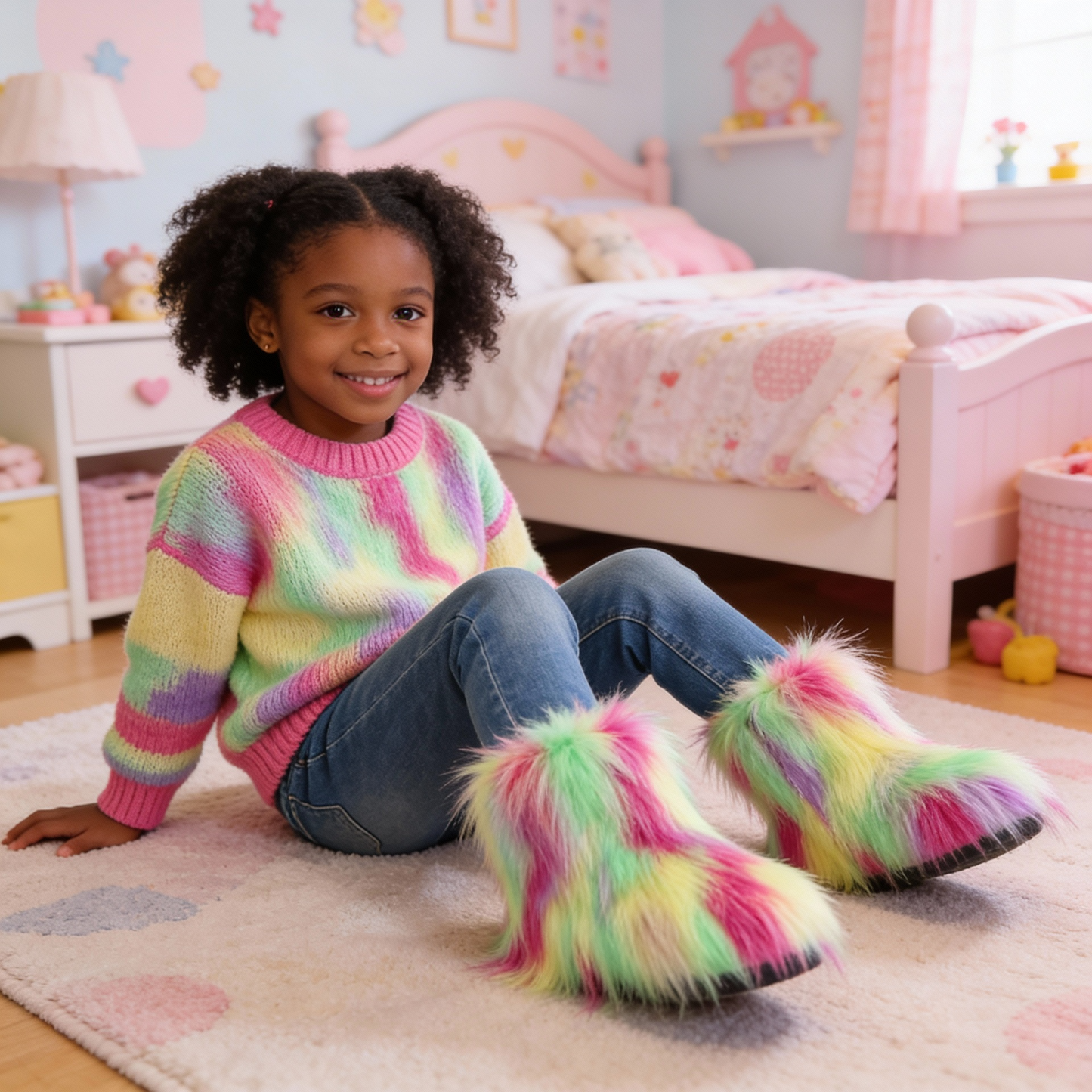 Girls' Winter Boots with Tassel - Slip-On Closure, Non-Slip Rubber Sole, Warm Mid-Calf Boots for Snow, Hiking